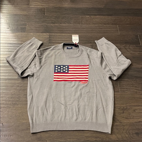 Chaps Ralph Lauren American Flag USA Crew Sweater Gray new Mens Size XL
